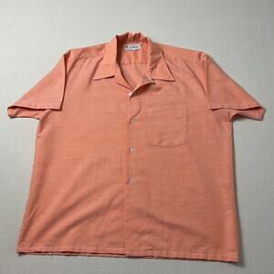 Vintage Sir Walter Mens Size Large Peach Classic Short Sleeve Dress Shirt